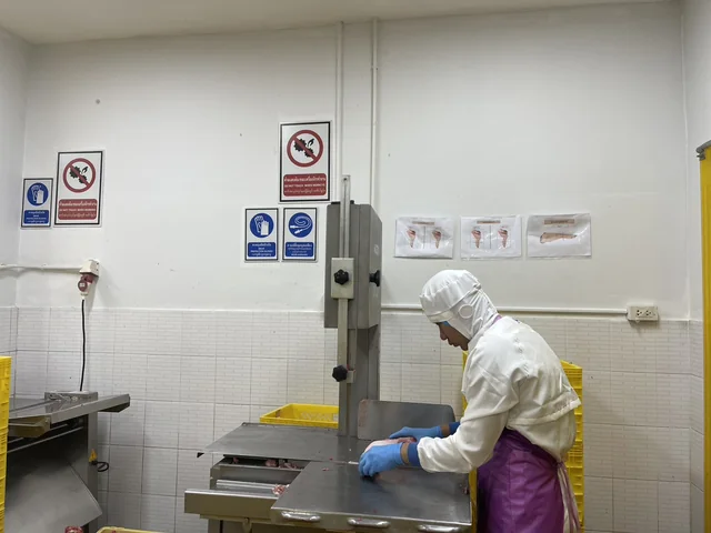 ขั้นตอนตัดแต่งเนื้อหมูในโรงงานหมูสมบูรณ์