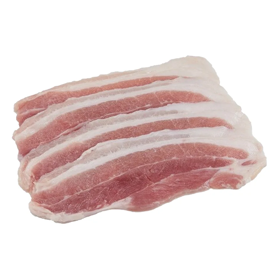 หมูสามชั้นสดสไลด์สำหรับเมนูหมูกรอบและปิ้งย่าง