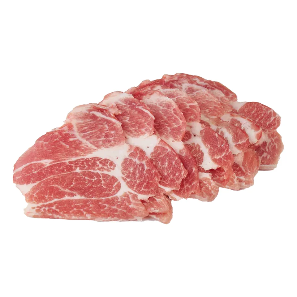 สันคอหมูสดสไลด์ที่มีมันแทรก